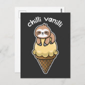 Chilli Vanilli / Chillendes Faultier mit Eis Briefkaart (Voorkant / Achterkant)