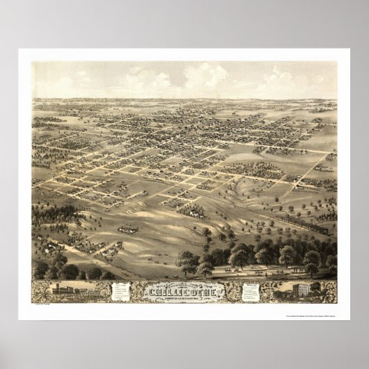 Chillicothe, MO Panorama Map - 1869 Poster (Voorkant)