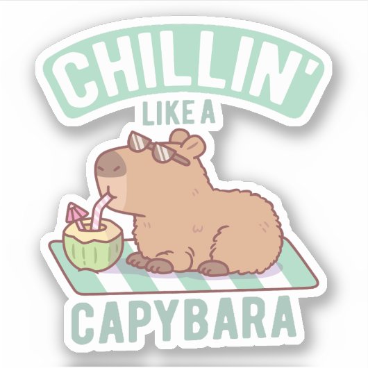 Chillin als een capibara grappig sticker (Voorkant)