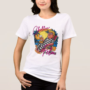 Chillin als een Felon Retro Pink Summer Beer Grapp Tri-Blend Shirt