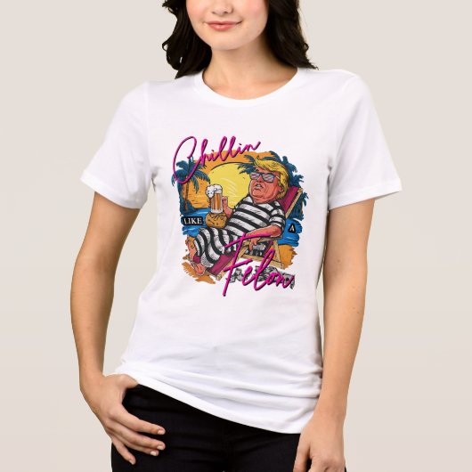 Chillin als een Felon Retro Pink Summer Beer Grapp Tri-Blend Shirt (Voorkant)