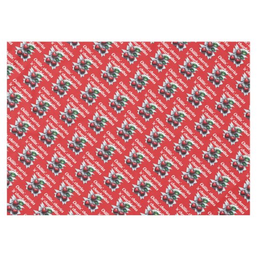 Chillin', Cherries 'n' Cheerful Vibes Modern Rood Tafelkleed (Voorkant (Horizontaal))