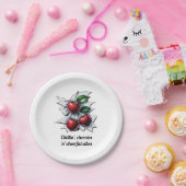 Chillin', Cherries 'n' Cheerful Vibes Rood Fruit Papieren Bordje (Feest)