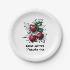 Chillin', Cherries 'n' Cheerful Vibes Rood Fruit Papieren Bordje