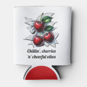 Chillin', Cherries 'n' Cheerful Vibes Stijlvol Roo Blikjeskoeler (Voorkant)