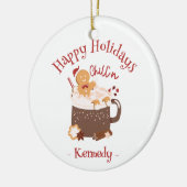Chillin 'Christmas Hot Chocolate en peperkoek Keramisch Ornament (Links)