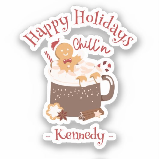 Chillin 'Christmas Hot Chocolate en peperkoek Sticker (Voorkant)