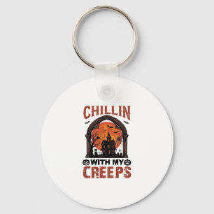 Chillin Creeps Halloween Spoken Huis Oranje Maan Sleutelhanger