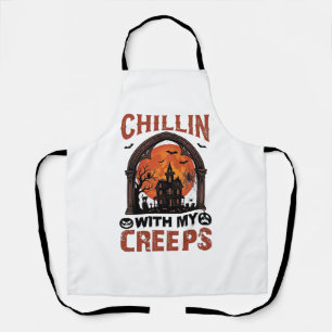 Chillin Creeps Halloween Spokenhuis Oranje Maan Schort