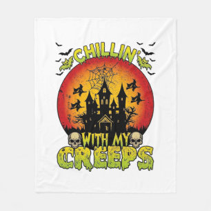 Chillin Creeps Spokenhuis Halloween Heksen Sku Fleece Deken