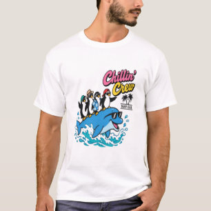Chillin Crew Surf Club Pinguïn Dolfijn T-Shirt