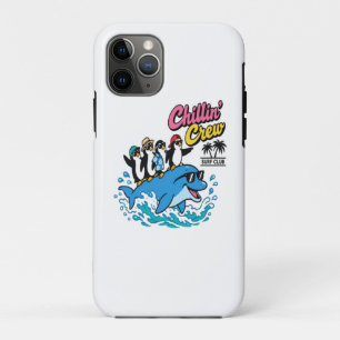 Chillin Crew Surf Club Pinguïn Dolfijn T-Shirt Case-Mate iPhone Case