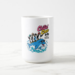 Chillin Crew Surf Club Pinguïn Dolfijn T-Shirt Koffiemok