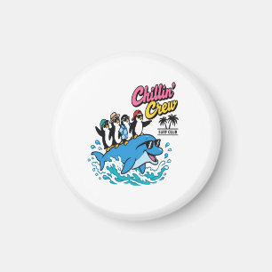 Chillin Crew Surf Club Pinguïn Dolfijn T-Shirt Magneet