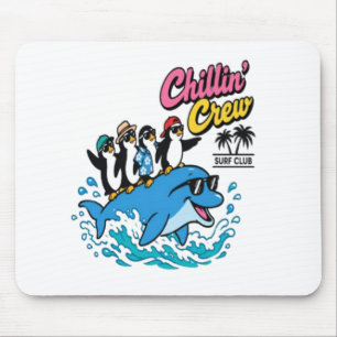 Chillin Crew Surf Club Pinguïn Dolfijn T-Shirt Muismat