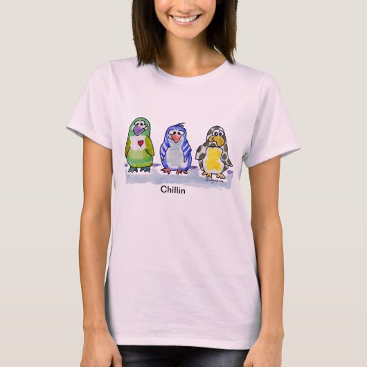 Chillin Cute Cartoon Penguins Tshirt (Voorkant)