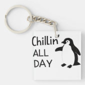 Chillin de hele dag pinguïn sleutelhanger (voorkant)