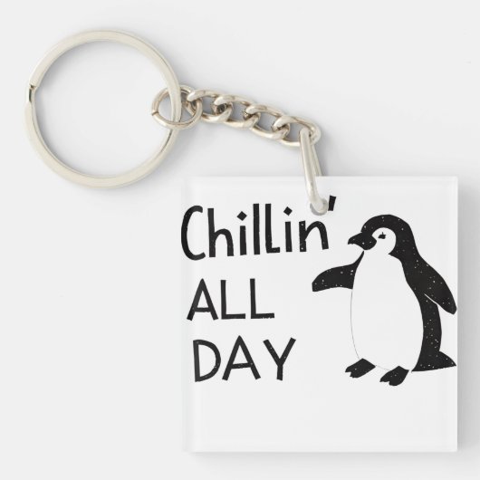 Chillin de hele dag pinguïn sleutelhanger (voorkant)
