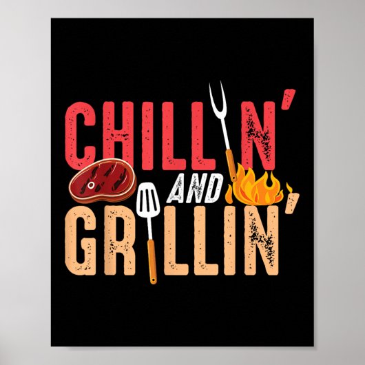 Chillin en Grillin Barbecuefeest Poster (Voorkant)