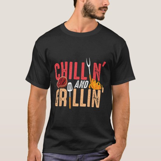 Chillin en Grillin Barbecuefeest T-shirt (Voorkant)