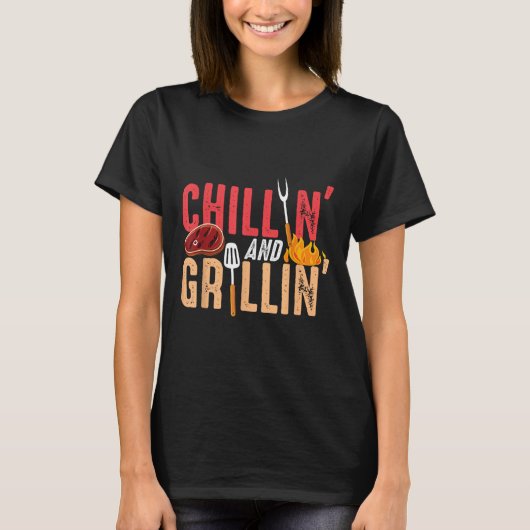 Chillin en Grillin Barbecuefeest T-shirt (Voorkant)