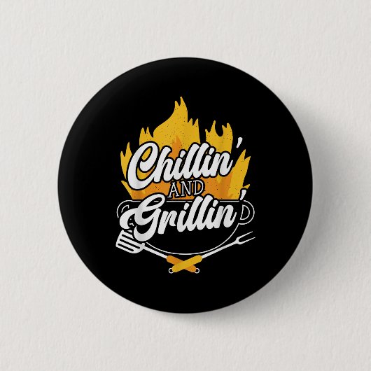 Chillin en Grillin BBQ Grillmaster Barbecue Ronde Button 5,7 Cm (Voorkant)