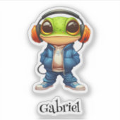 Chillin' Frog Gepersonaliseerde Vinyl Sticker (Voorkant)