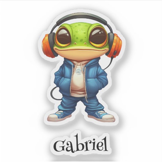 Chillin' Frog Gepersonaliseerde Vinyl Sticker (Voorkant)