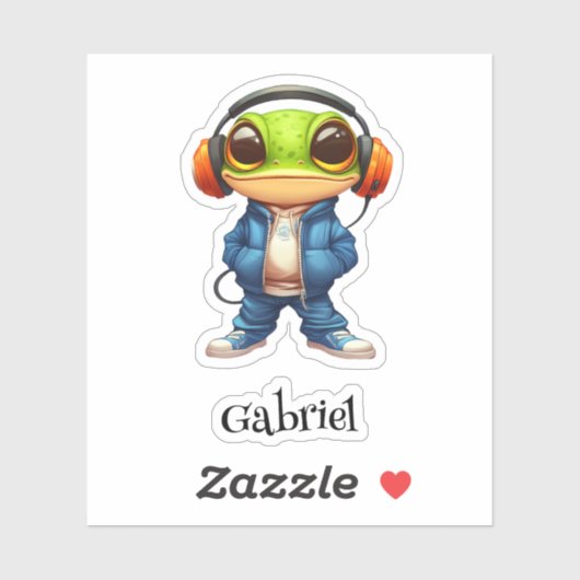 Chillin' Frog Gepersonaliseerde Vinyl Sticker (Vel)