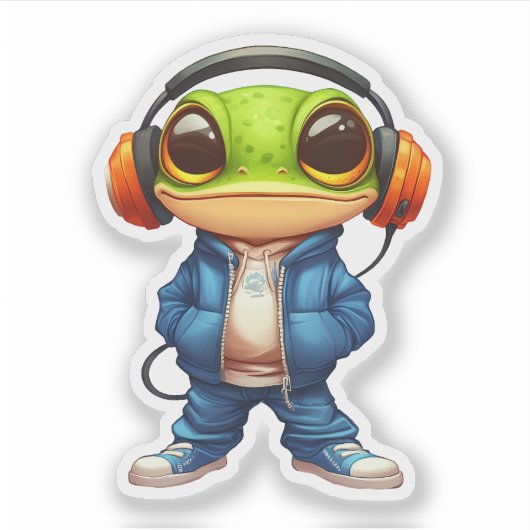 Chillin' Frog Vinyl Sticker (Voorkant)