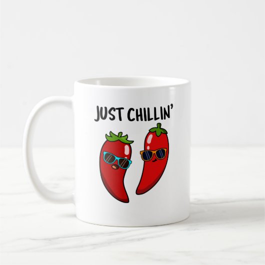 Chillin Funny Chili Peppers Pun Koffiemok (Links)