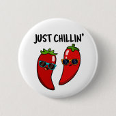 Chillin Funny Chili Peppers Pun Ronde Button 5,7 Cm (Voorkant)