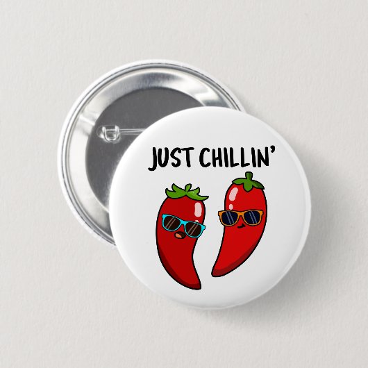 Chillin Funny Chili Peppers Pun Ronde Button 5,7 Cm (Voorkant /achterkant)