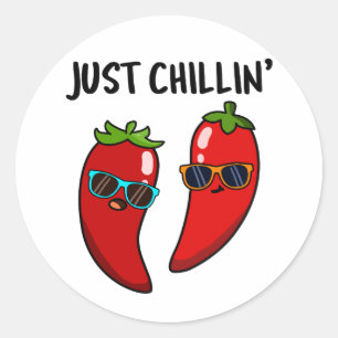 Chillin Funny Chili Peppers Pun Ronde Sticker