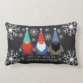 Chillin' Gnomes Sneeuwvlok Illustratie Kerst Kussen