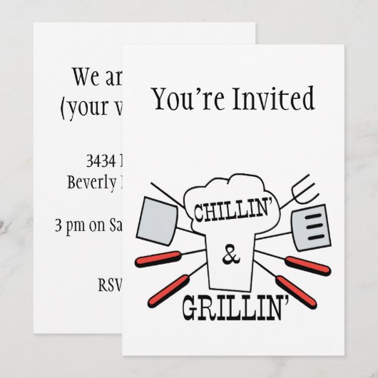 Chillin & Grillin BBQ Fun Kaart (Voorkant / Achterkant)