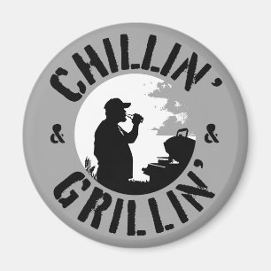 Chillin’ & Grillin’ Black Stamp ronde Magneet