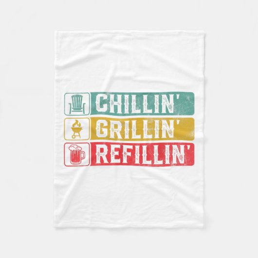 Chillin Grillin Refillin Bbq Pit Meat Smoker Grill Fleece Deken (Voorkant)