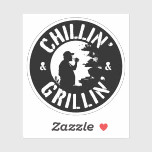 Chillin’ & Grillin’ White Stamp Sticker