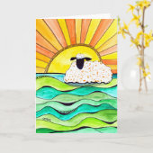 Chillin' in de Sun Sheep Art vouwde Wenskaart Kaart (Gele Bloem)