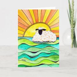 Chillin' in de Sun Sheep Art vouwde Wenskaart Kaart