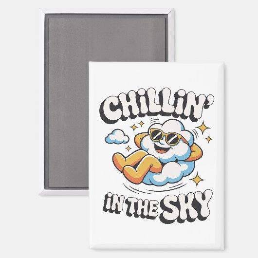 Chillin' in the Sky Cloud Ontwerp Fun Koelkast Magneet (Voorkant / Achterkant)