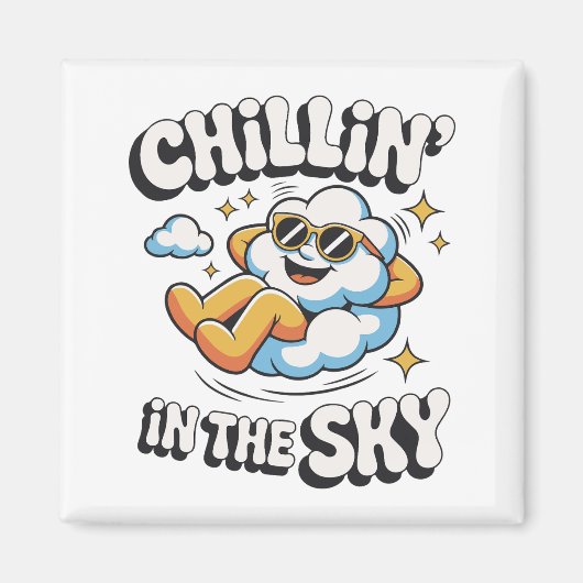 Chillin' in the Sky Cloud Ontwerp Fun Koelkast Magneet (Voorkant)