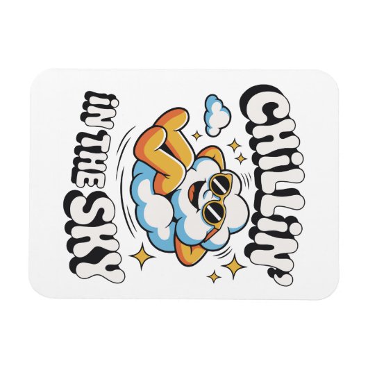 Chillin' in the Sky Cloud Ontwerp Fun Koelkast Magneet (Horizontaal)