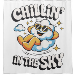 Chillin' in the Sky Fun Cloud Design Douchegordijn