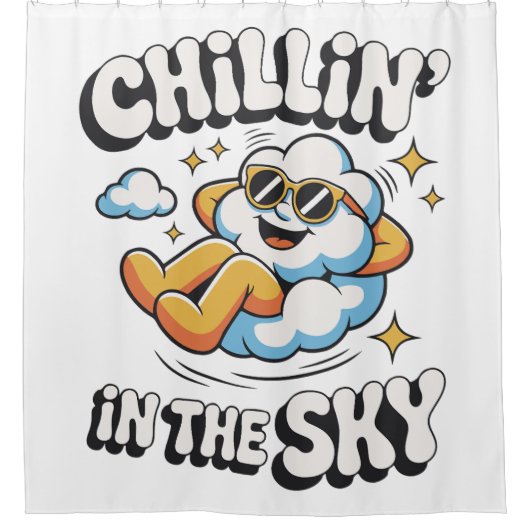 Chillin' in the Sky Fun Cloud Design Douchegordijn (Voorkant)