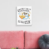 Chillin' in the Sky - Relaxed Cloud Retro Faux Canvas Afdruk (Insitu (Woonkamer))