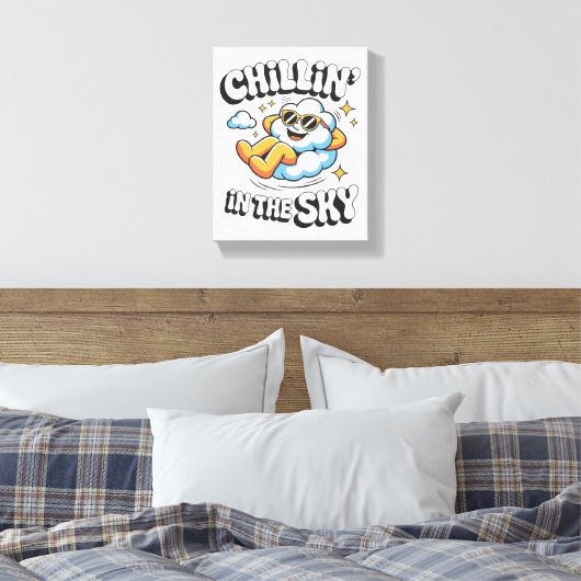 Chillin' in the Sky - Relaxed Cloud Retro Faux Canvas Afdruk (Insitu (Slaapkamer))