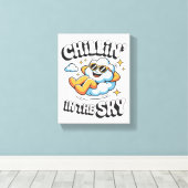 Chillin' in the Sky - Relaxed Cloud Retro Faux Canvas Afdruk (Insitu (Houten vloer))