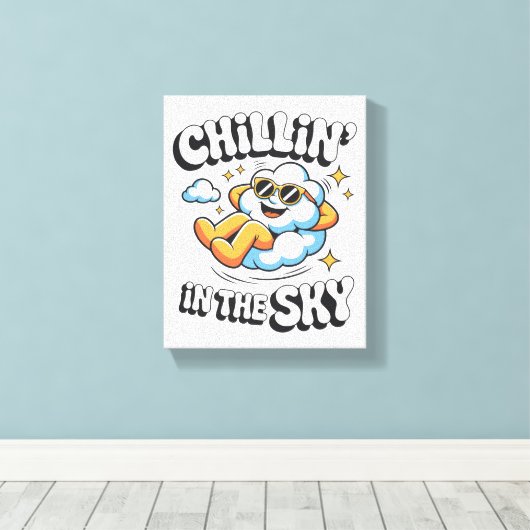 Chillin' in the Sky - Relaxed Cloud Retro Faux Canvas Afdruk (Insitu (Houten vloer))